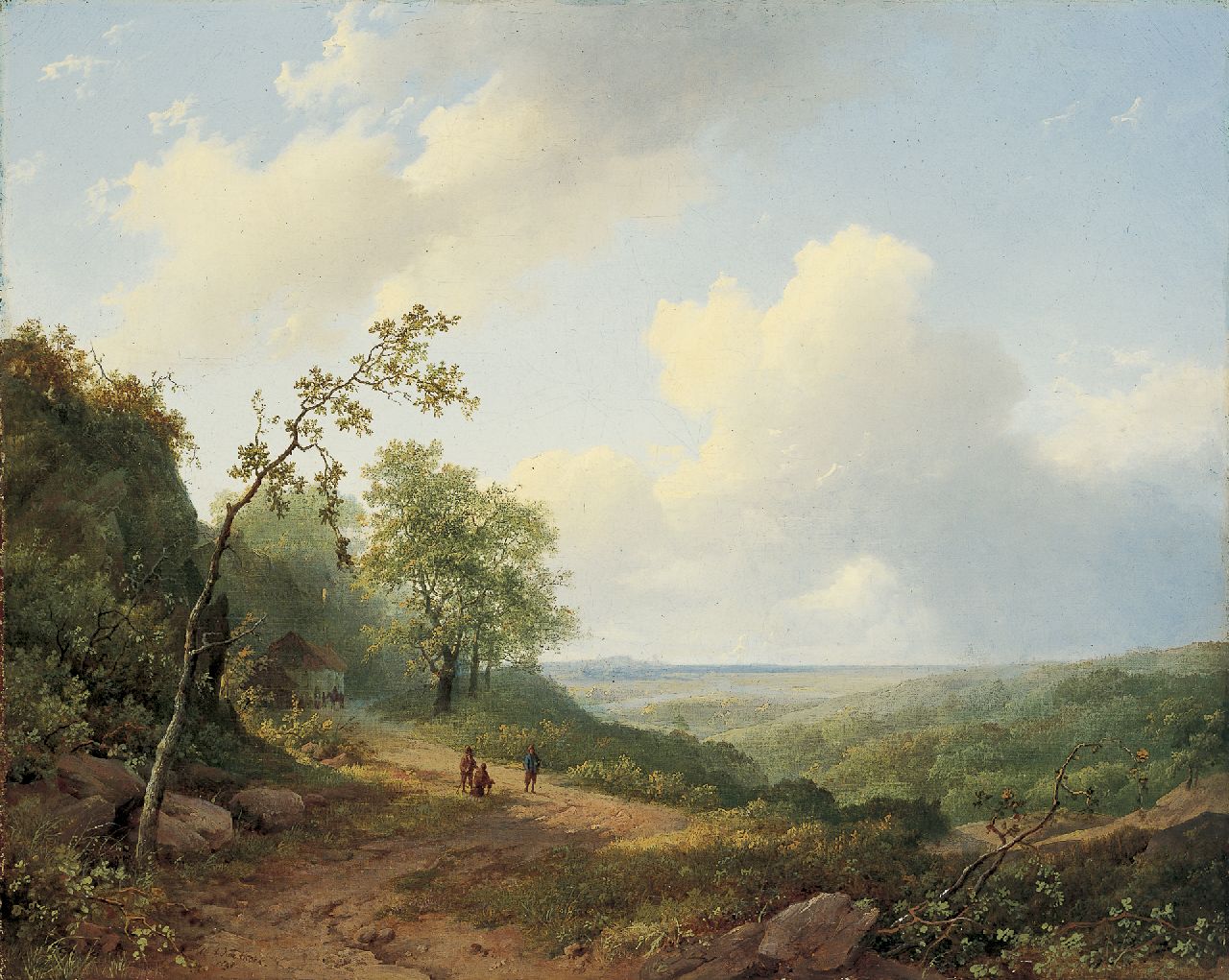 Koekkoek I M.A.  | Marinus Adrianus Koekkoek I, A hilly landscape in summer, Öl auf Leinwand 41,5 x 51,7 cm, signed l.l. und dated 1848