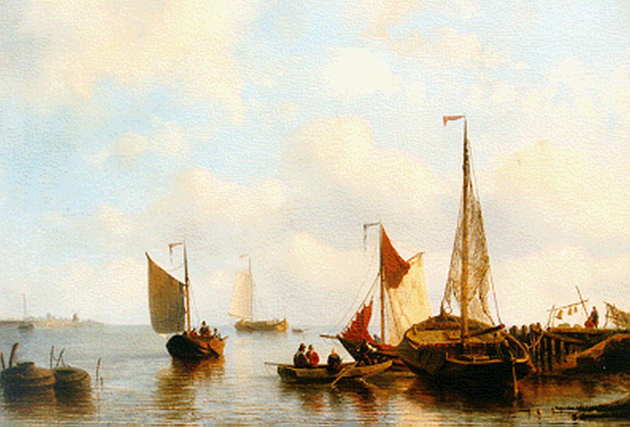 Gijselaar L.J. de | Leonard Johannes de Gijselaar, Shipping in an estuary, Öl auf Leinwand 61,8 x 91,0 cm, signed l.l. und dated 1853