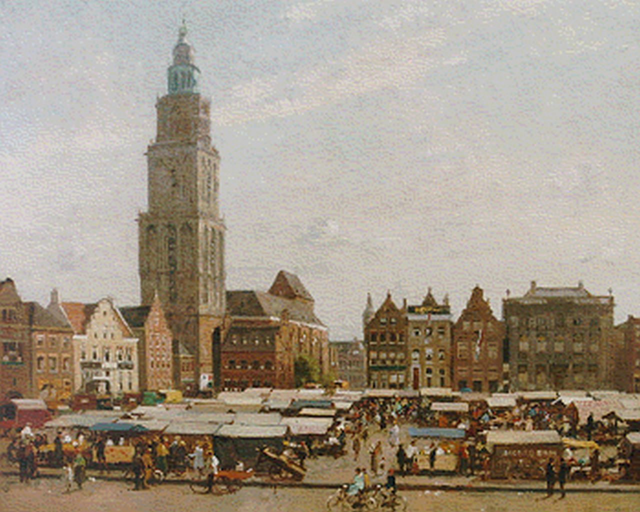 Vreedenburgh C.  | Cornelis Vreedenburgh, A view of the market, Groningen, Öl auf Leinwand 49,5 x 73,5 cm, signed l.r. und dated 1936