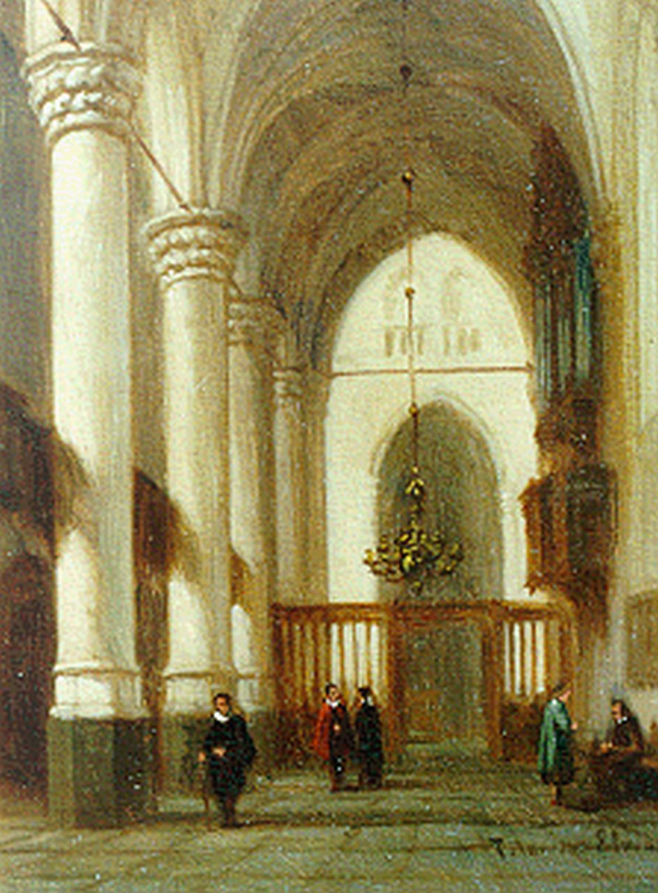 Tetar van Elven P.H.T.  | Petrus Henricus Theodorus 'Pierre' Tetar van Elven, Church interior, Öl auf Holz 19,5 x 15,0 cm, signed l.r.