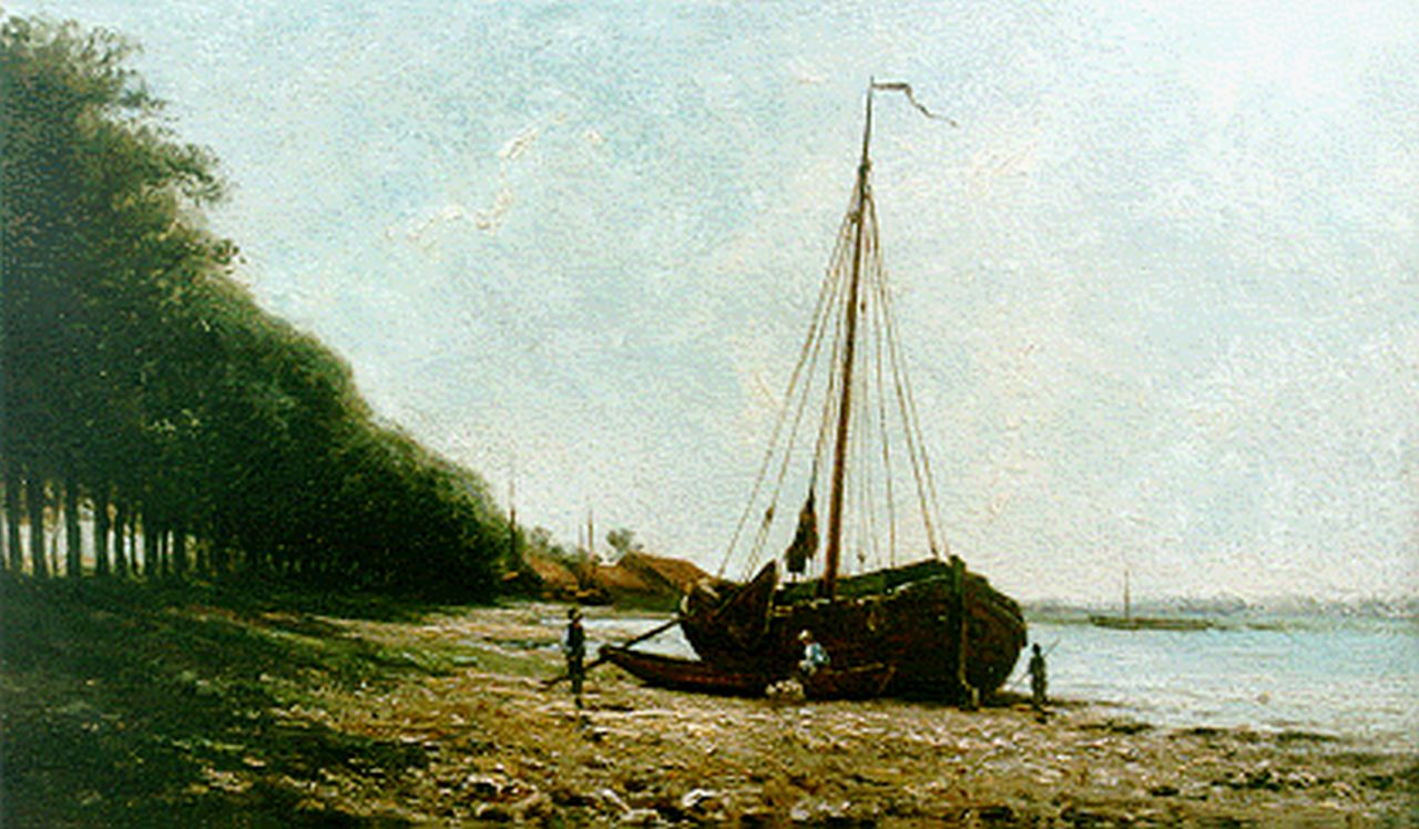 Doeleman J.H.  | Johan Hendrik Doeleman, A river landscape, Öl auf Holz 14,1 x 24,1 cm, signed l.r.