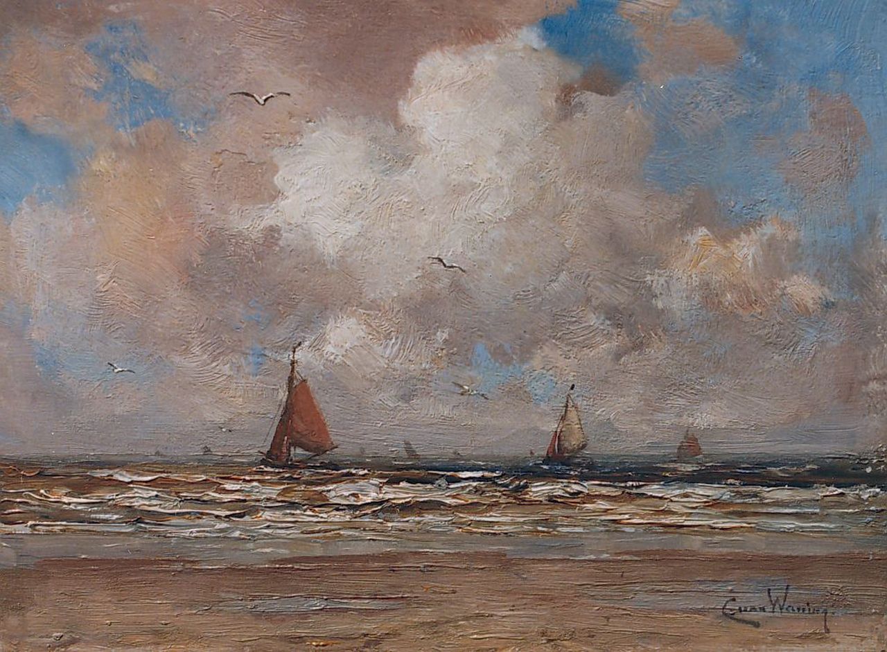 Waning C.A. van | Cornelis Anthonij 'Kees' van Waning, Seascape, Öl auf Holz 20,0 x 25,4 cm, signed l.r.