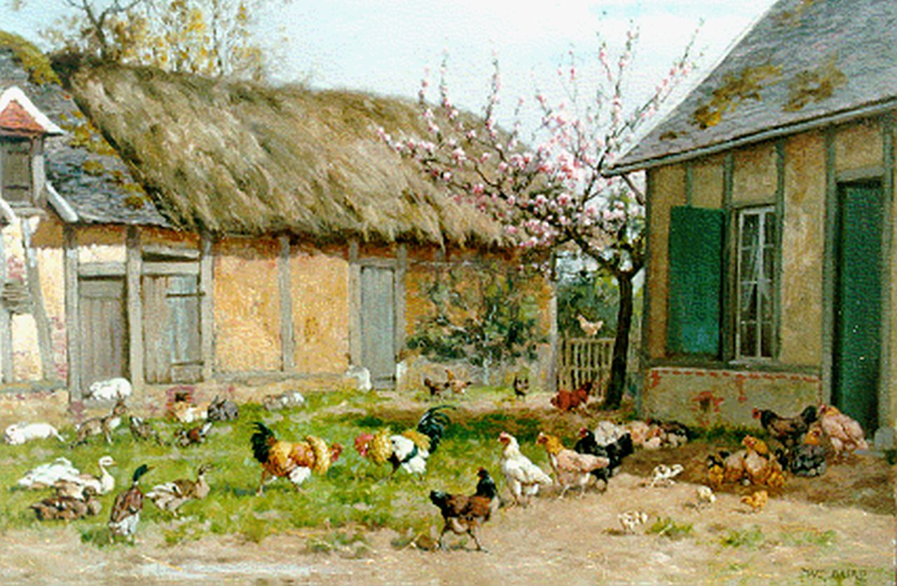 Baird W.B.  | William Baptiste Baird, Poultry on a farmyard, Öl auf Leinwand 33,3 x 46,1 cm, signed l.r.