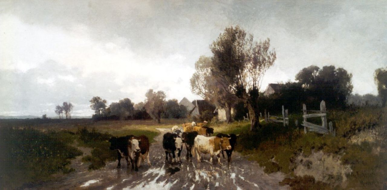 Hermann Baisch | Cattle in a polder landscape, Öl auf Leinwand, 39,3 x 78,9 cm, Unterzeichnet r.u. und zu datieren 1869-1881