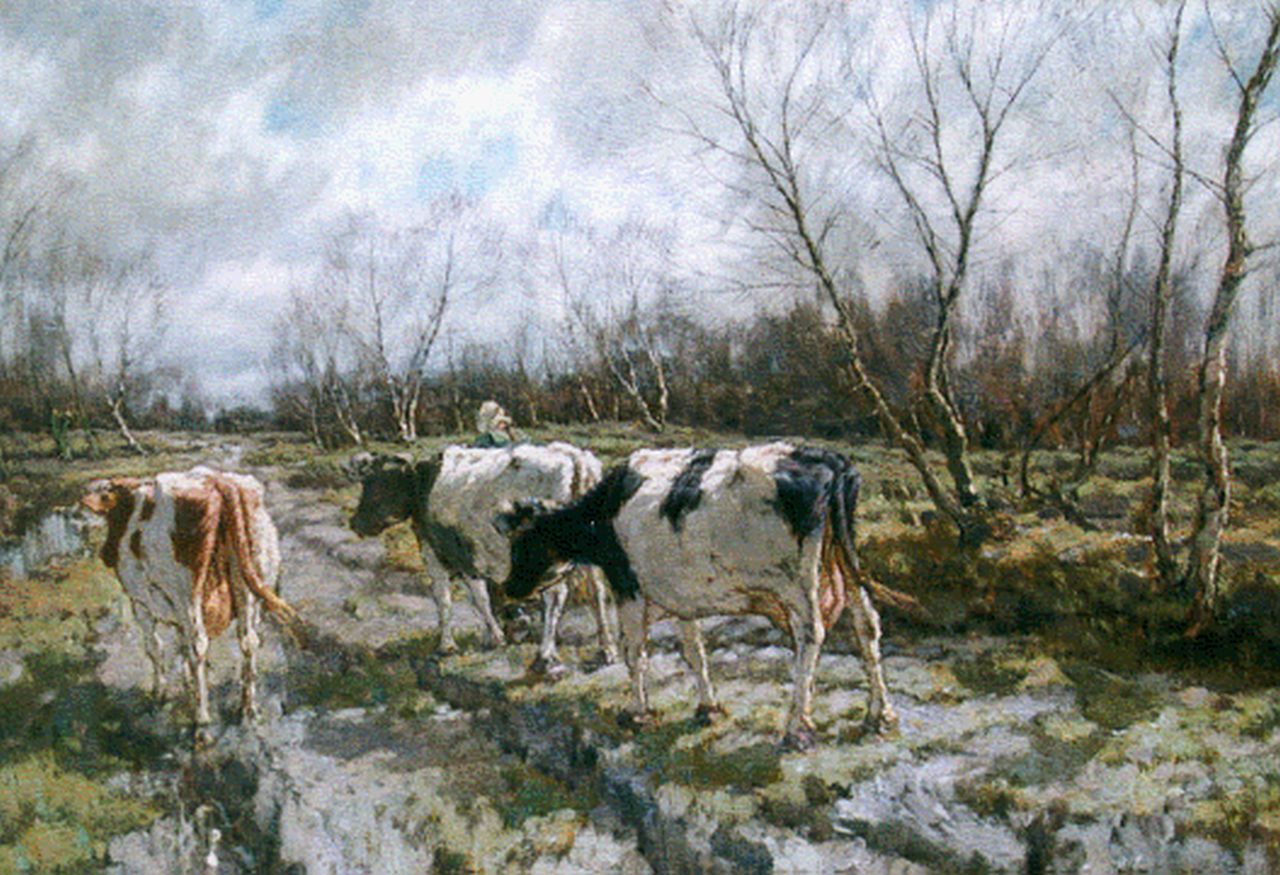 Gorter A.M.  | 'Arnold' Marc Gorter, A cowherdess, Öl auf Leinwand 96,0 x 130,2 cm, signed l.r.