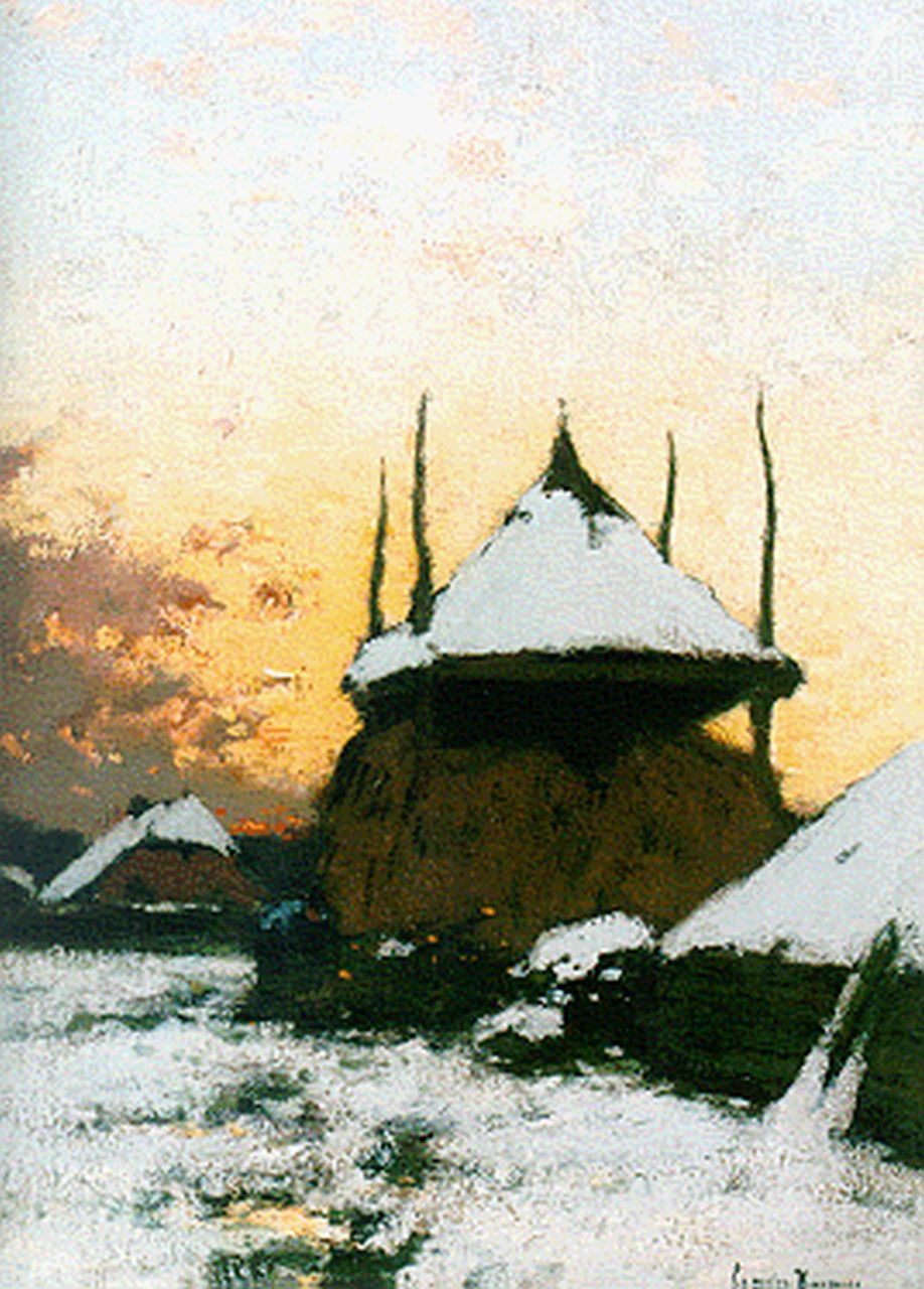 Kuijpers C.  | Cornelis Kuijpers, A farm in winter, Öl auf Leinwand 42,5 x 31,5 cm, signed l.r.