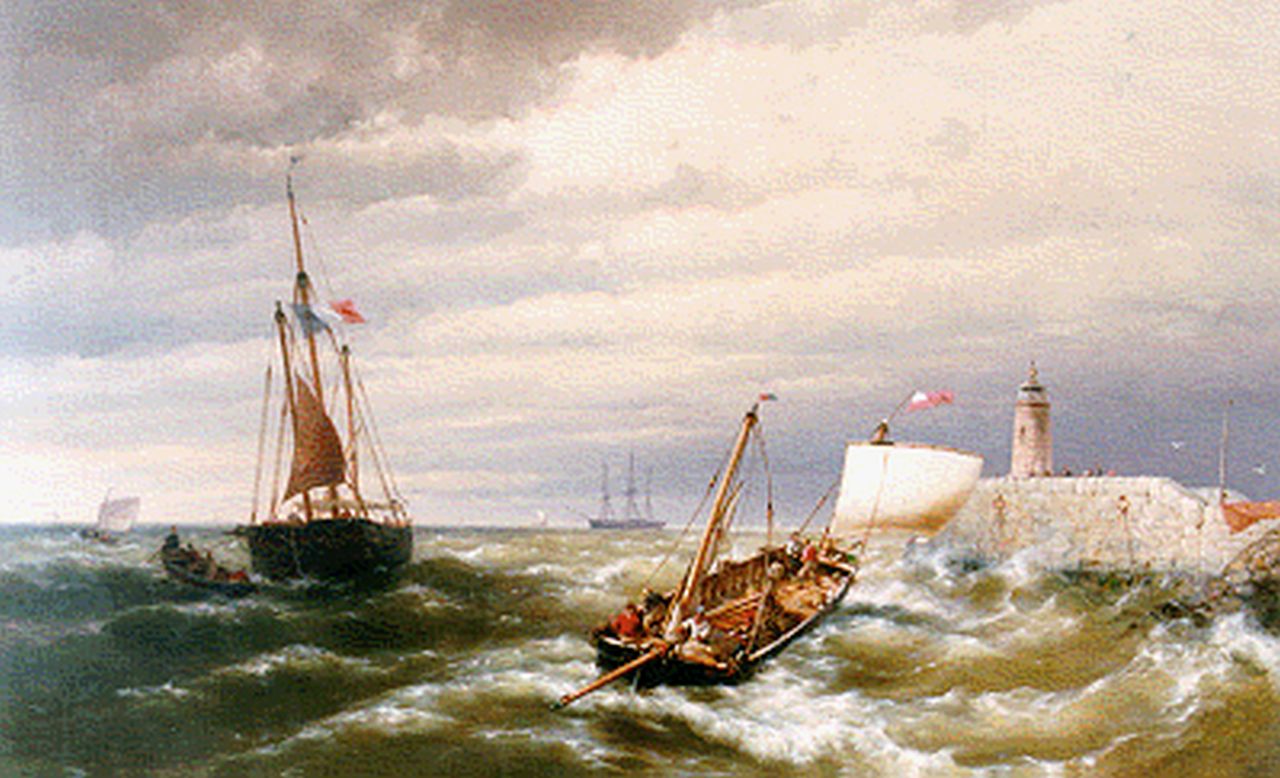 Koekkoek jr. H.  | Hermanus Koekkoek jr., Fishing boats off the coast, Öl auf Leinwand 76,1 x 121,8 cm, signed l.l. und dated 1863