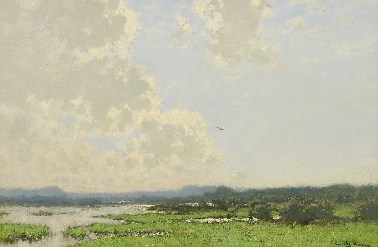 Kuijpers C.  | Cornelis Kuijpers | Gemälde zum Verkauf angeboten | Breite Landschaft beim Rhein, Öl auf Leinwand 38,0 x 58,5 cm, Unterzeichnet r.u. und ohne Rahmen