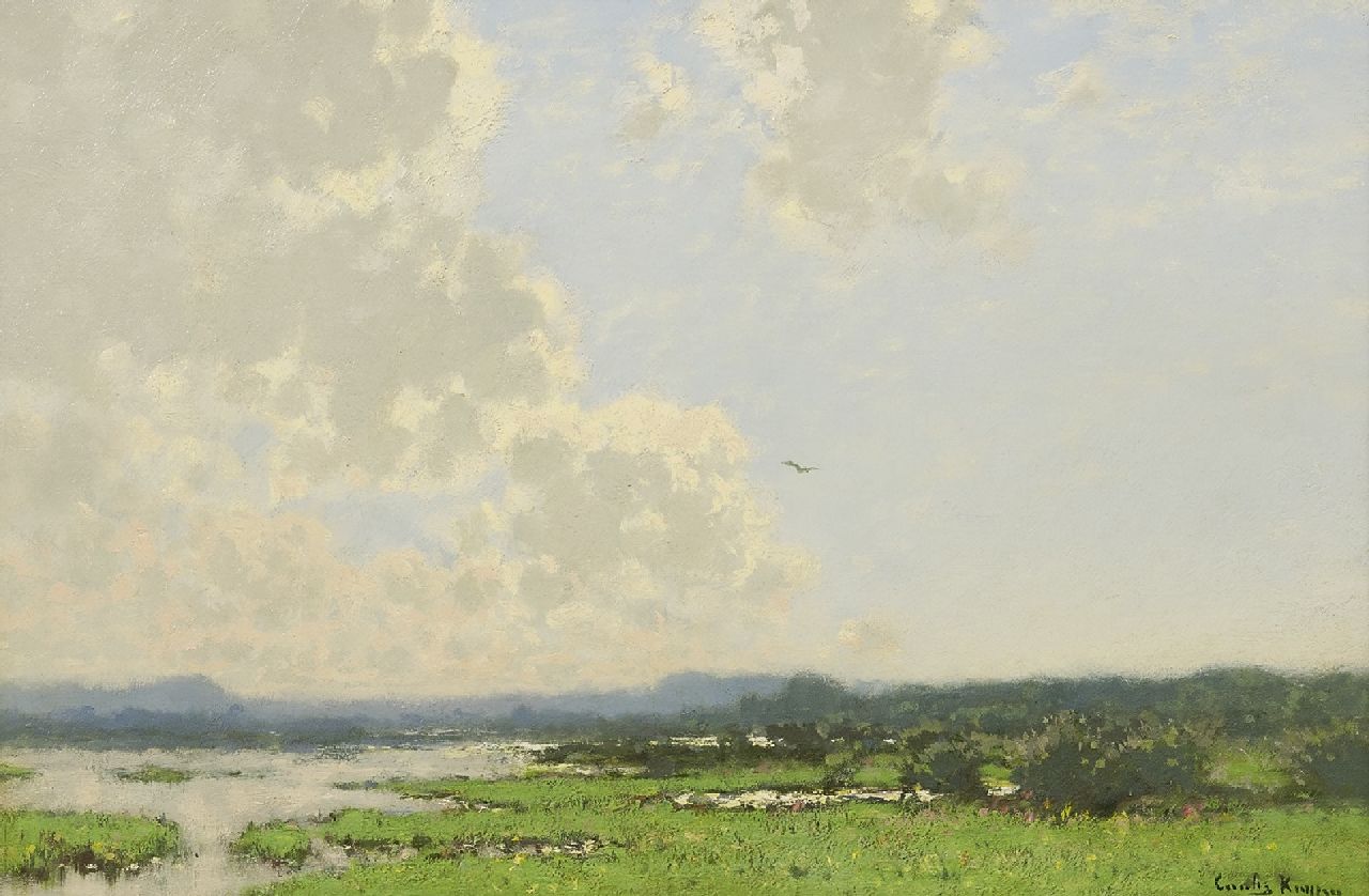 Kuijpers C.  | Cornelis Kuijpers | Gemälde zum Verkauf angeboten | Breite Landschaft beim Rhein, Öl auf Leinwand 38,0 x 58,5 cm, Unterzeichnet r.u.