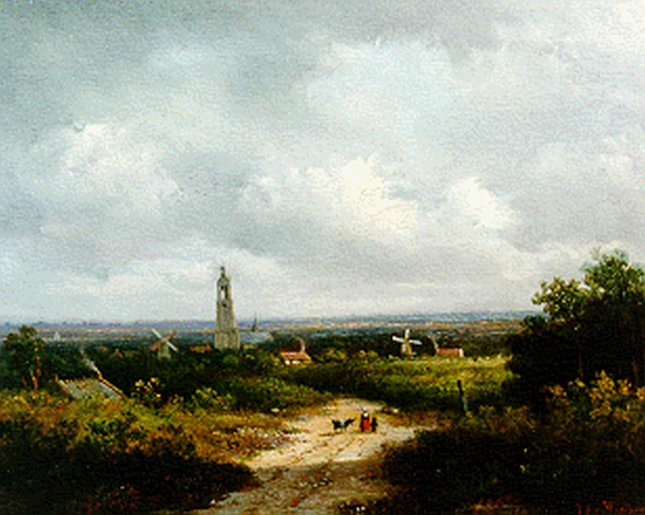 Wisselingh J.P. van | Johannes Pieter van Wisselingh, A panoramic summer landscape, Öl auf Holz 22,0 x 27,7 cm, signed l.r.