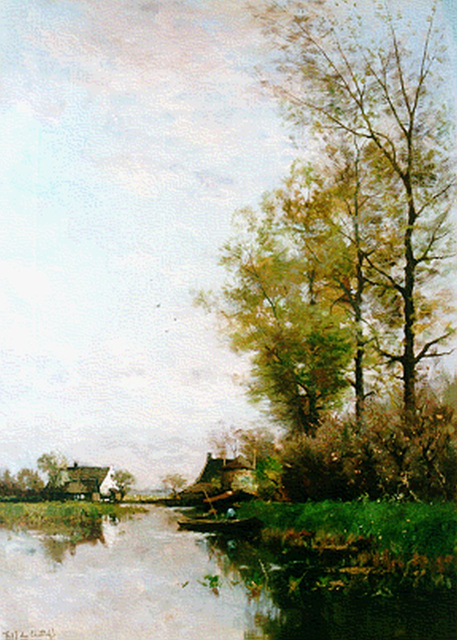 Rossum du Chattel F.J. van | Fredericus Jacobus van Rossum du Chattel, A river landscape in summer, Öl auf Leinwand 87,7 x 63,0 cm, signed l.l.