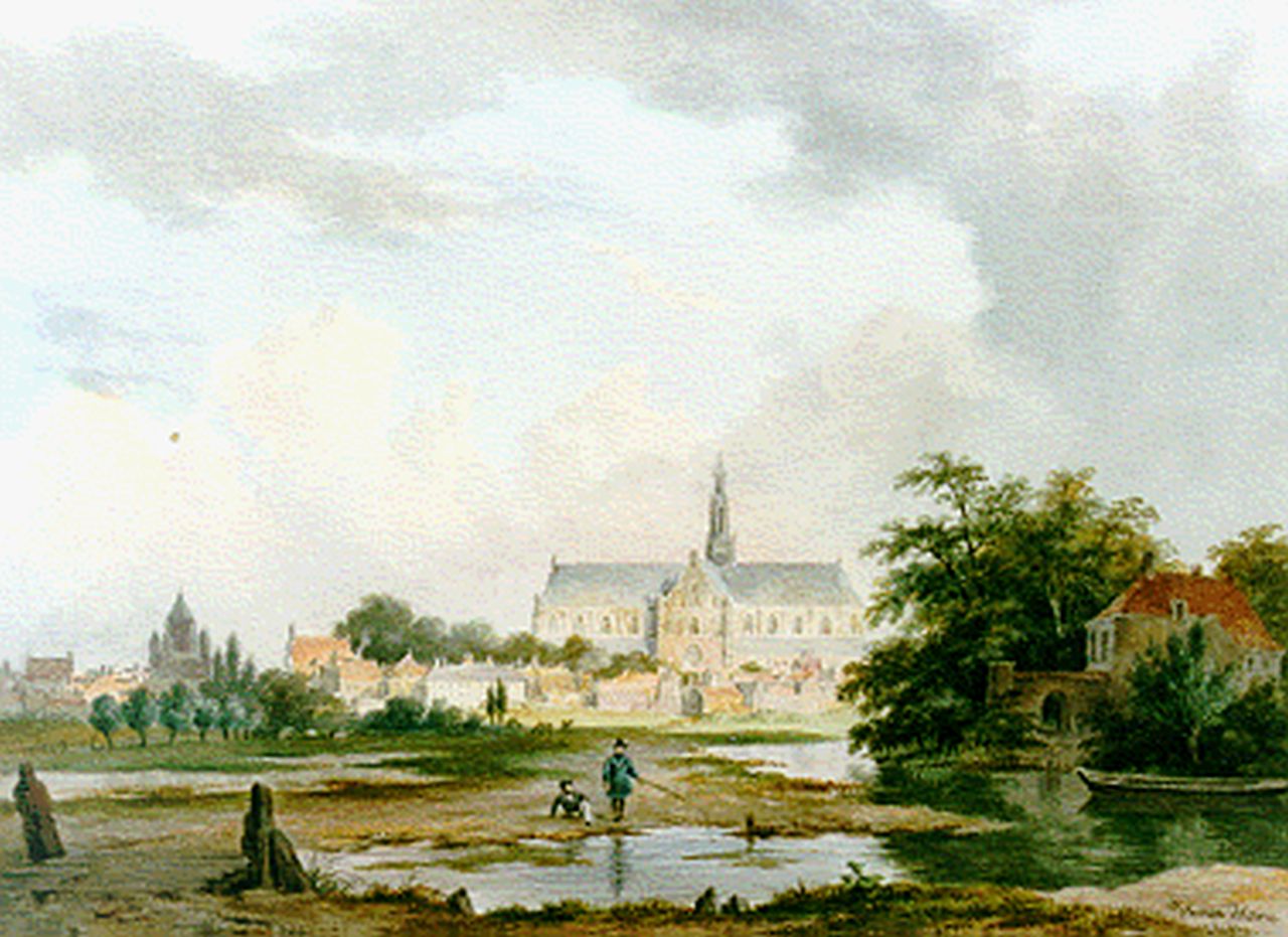 Hove B.J. van | Bartholomeus Johannes 'Bart' van Hove, A view of the St. Bavo, Haarlem, Aquarell auf Papier 24,0 x 31,0 cm, signed l.r.