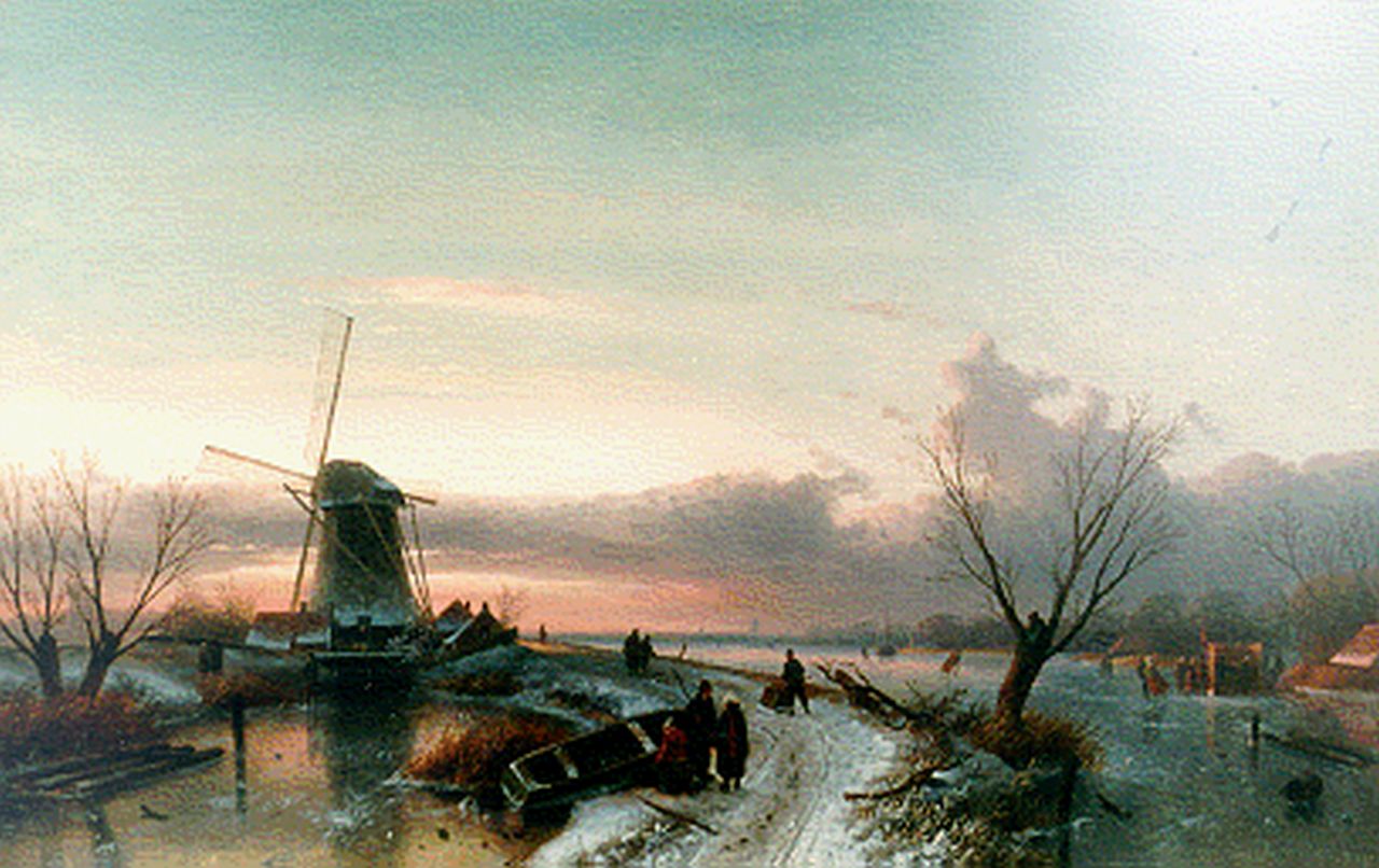 Leickert C.H.J.  | 'Charles' Henri Joseph Leickert, A winter landscape by sunset, Öl auf Leinwand 64,1 x 100,0 cm, signed l.r. und dated '69