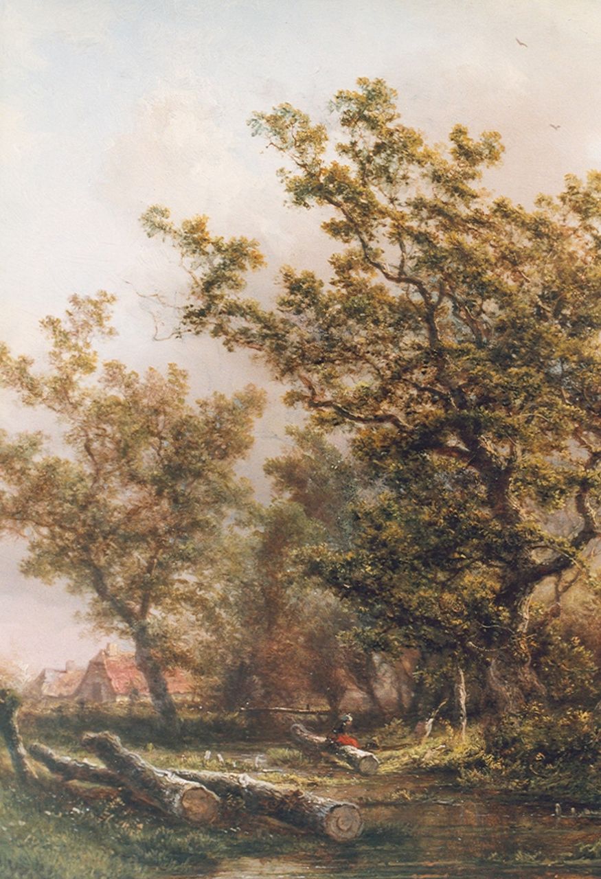 Kluyver P.L.F.  | 'Pieter' Lodewijk Francisco Kluyver, A forest creek, Öl auf Holz 33,5 x 26,1 cm, signed l.l.