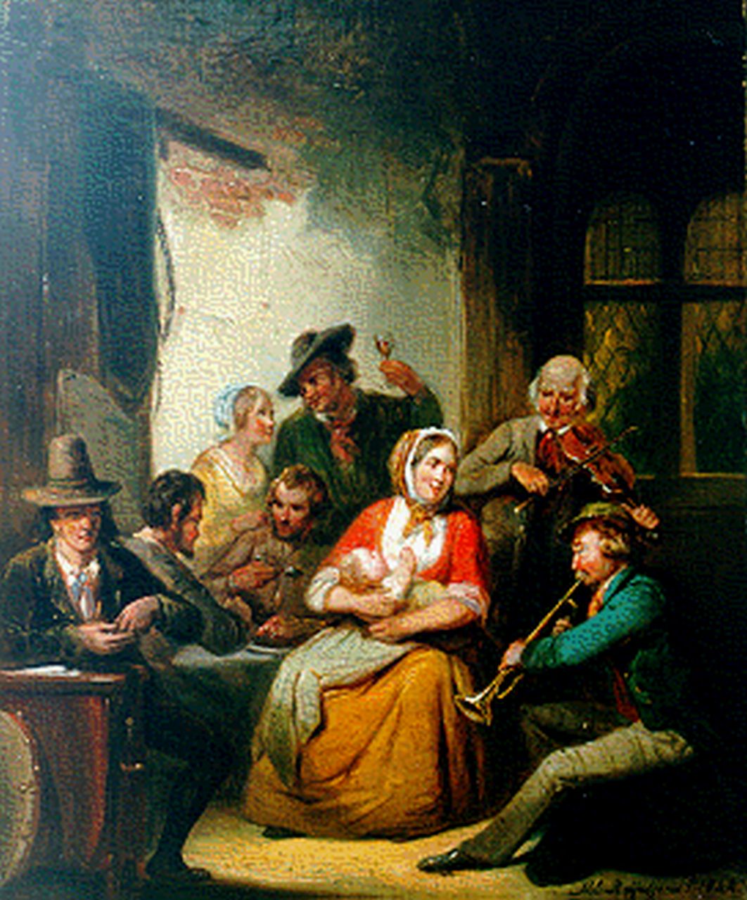 Reijntjens H.E.  | Henricus Engelbertus Reijntjens, Musicians, Öl auf Leinwand 40,6 x 30,6 cm, signed l.r. und dated 1844