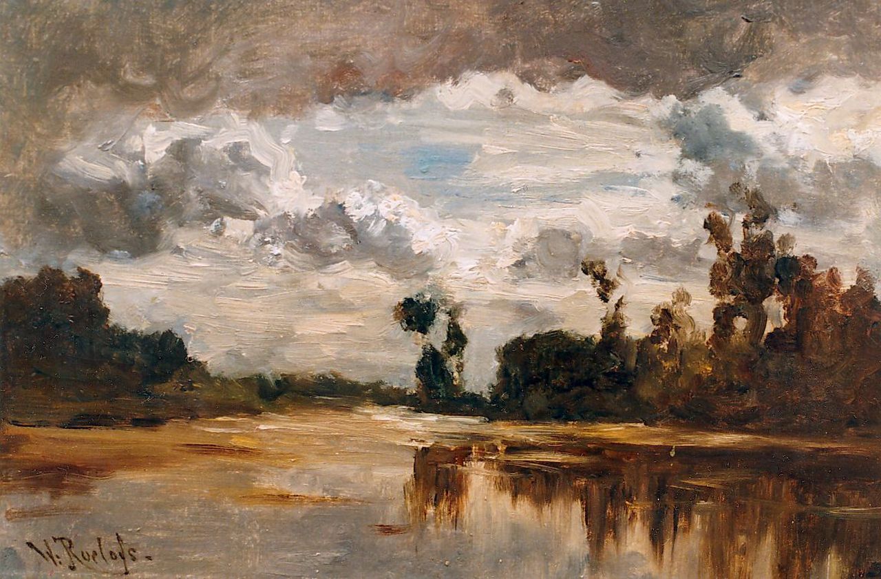 Roelofs W.  | Willem Roelofs, A polder landscape, Öl auf Leinwand 31,0 x 43,5 cm, signed l.l.