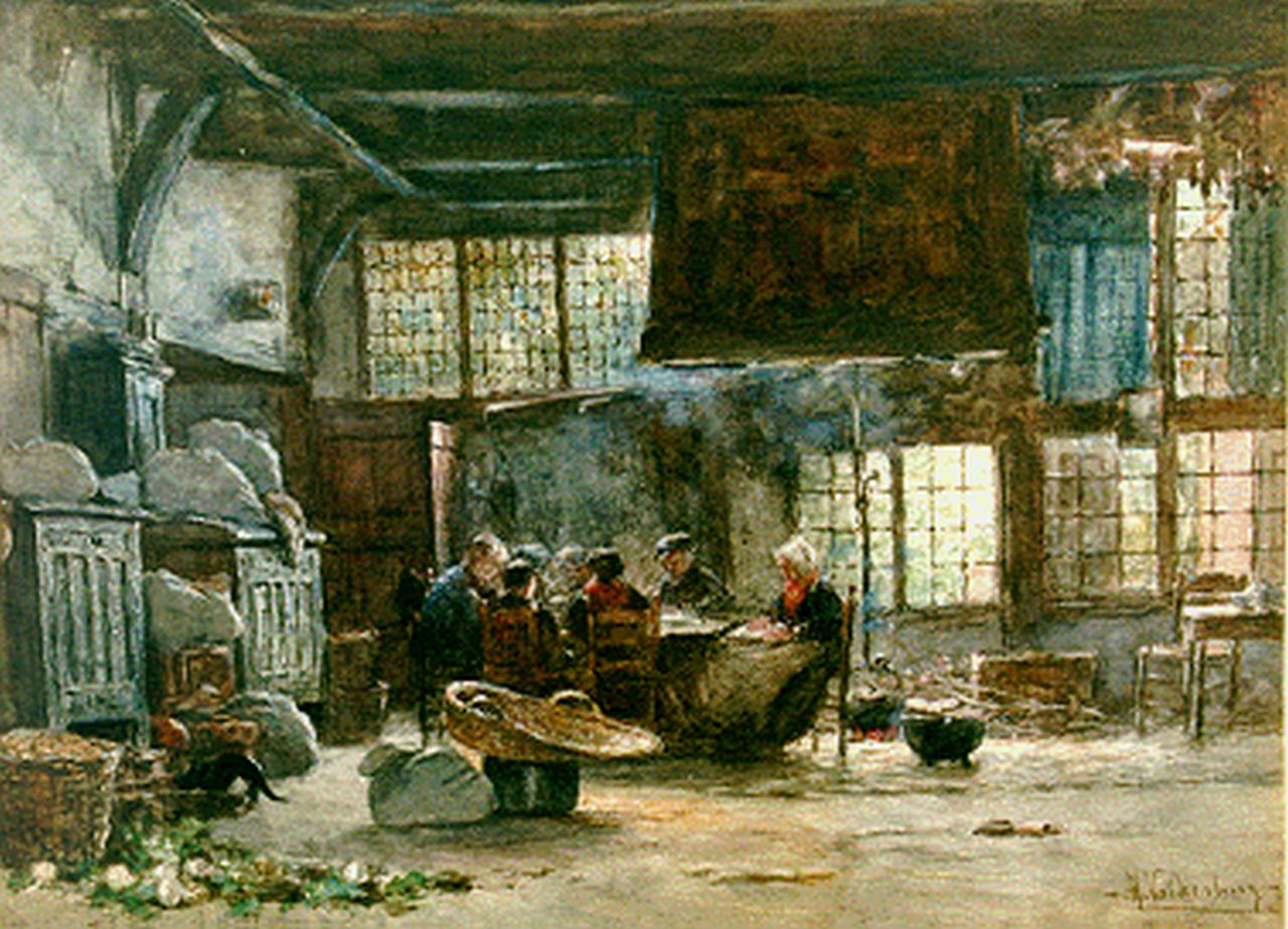 Valkenburg H.  | Hendrik Valkenburg, Dinner time, Aquarell auf Papier 42,4 x 56,5 cm, signed l.r.