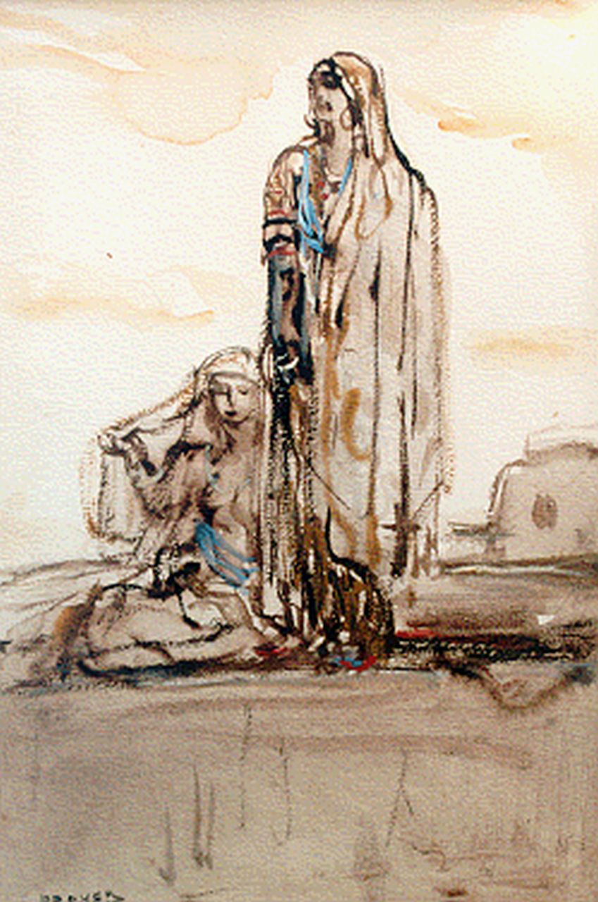 Bauer M.A.J.  | 'Marius' Alexander Jacques Bauer, Oriental women, Aquarell auf Papier 25,0 x 18,0 cm, signed l.l.