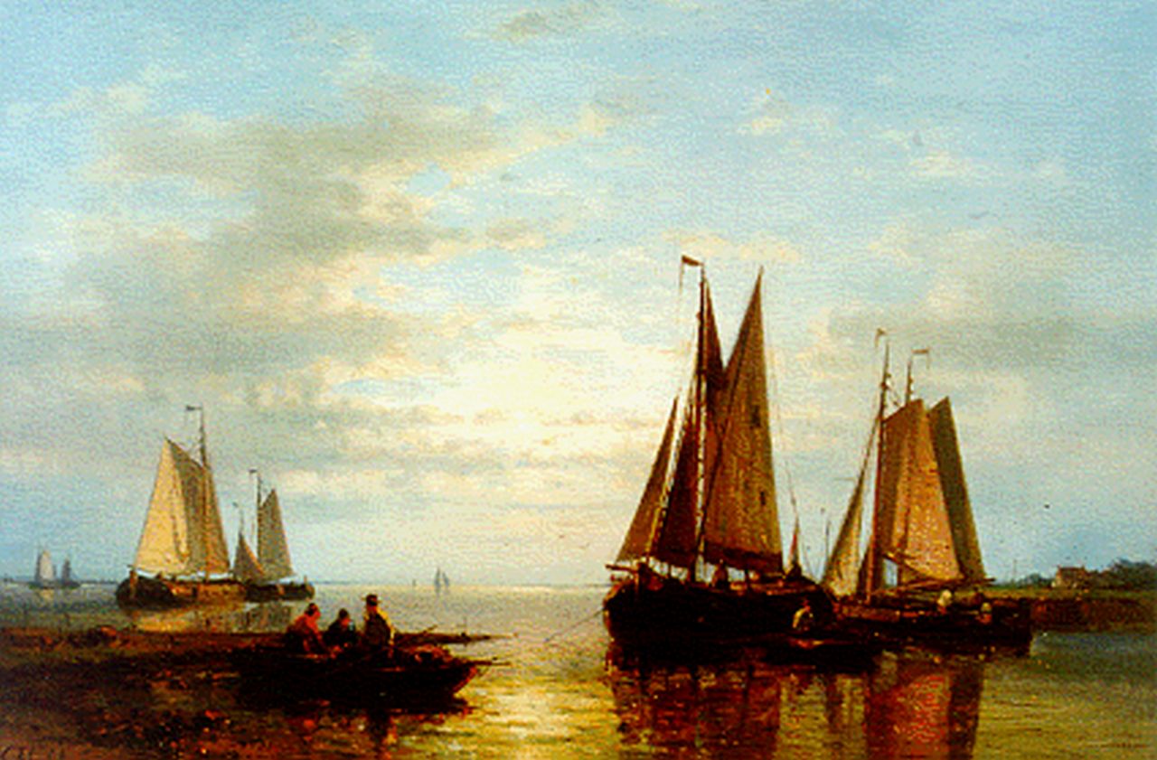 Hulk A.  | Abraham Hulk, Fishing boats in an estuary, Öl auf Leinwand 30,3 x 45,6 cm, signed l.l.