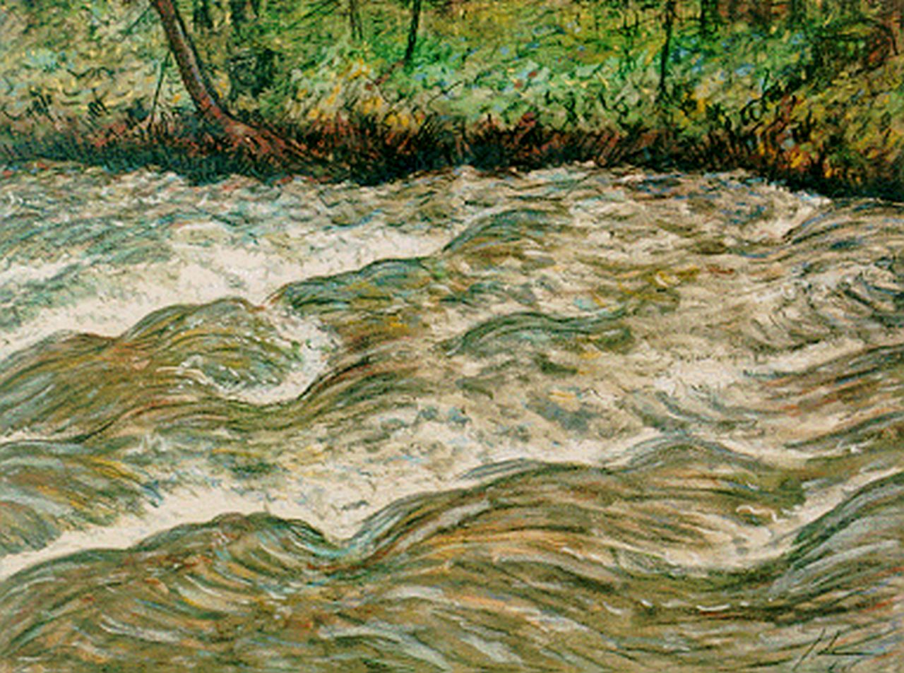 Lodeizen J.  | Johannes 'Jo' Lodeizen, A river, Pastell auf Papier 47,5 x 60,5 cm, signed l.r. with monogram und dated '64