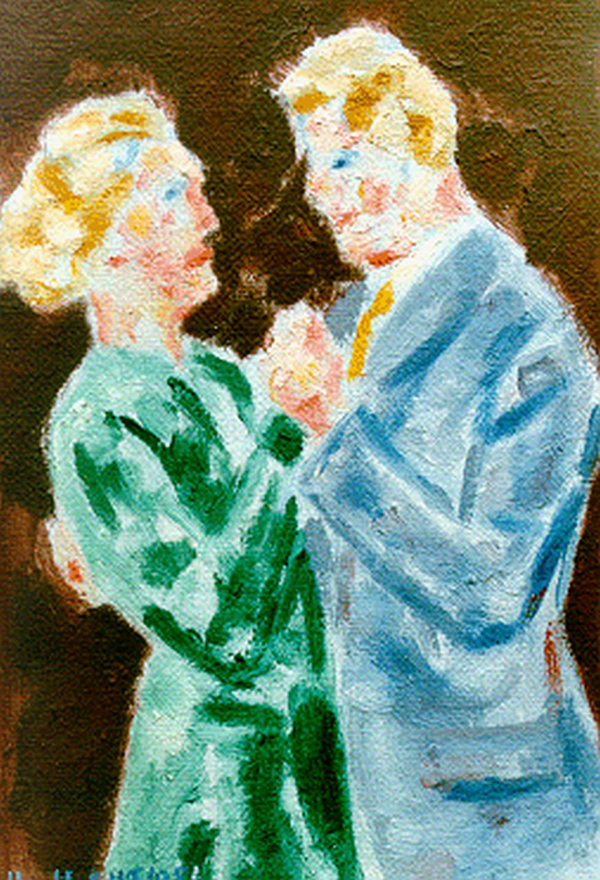 Hubert van Hille | The dance, Öl auf Leinwand Malereifaser, 17,4 x 12,0 cm, signed l.l. und dated Aug. 1956