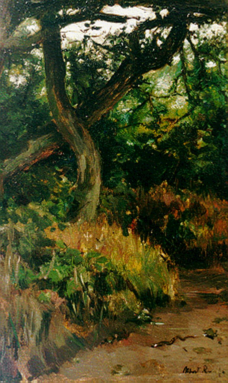 Roelofs O.W.A.  | Otto Willem Albertus 'Albert' Roelofs, A forest landscape, Öl auf Holz 39,9 x 25,4 cm, signed l.r.
