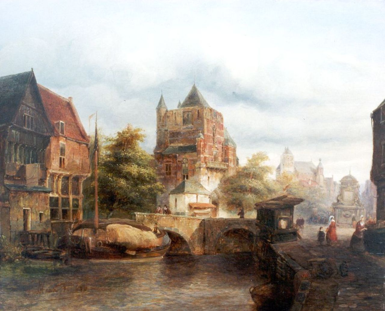 Haan D. de | Dirk de Haan, Townscape, Öl auf Holz 39,8 x 49,0 cm, signed l.l. und dated 1850