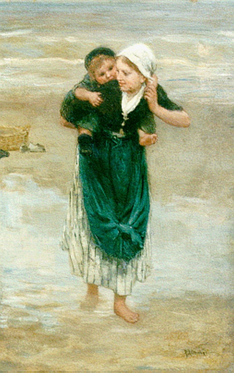 Blommers B.J.  | Bernardus Johannes 'Bernard' Blommers, Children on the beach, Öl auf Leinwand 45,2 x 29,8 cm, signed l.r.