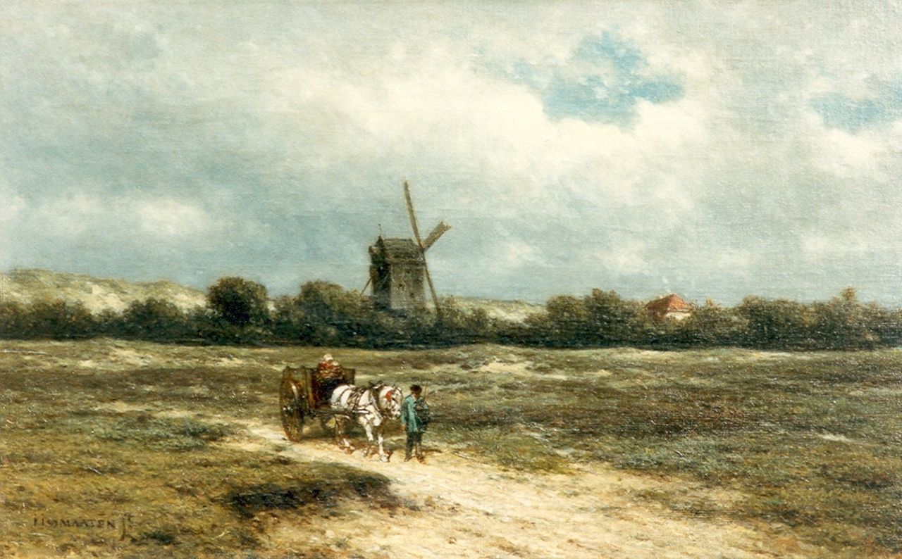 Maaten J.J. van der | Jacob Jan van der Maaten, View of the Doesburgermolen, Ede, Öl auf Leinwand 33,2 x 53,0 cm, signed l.l.