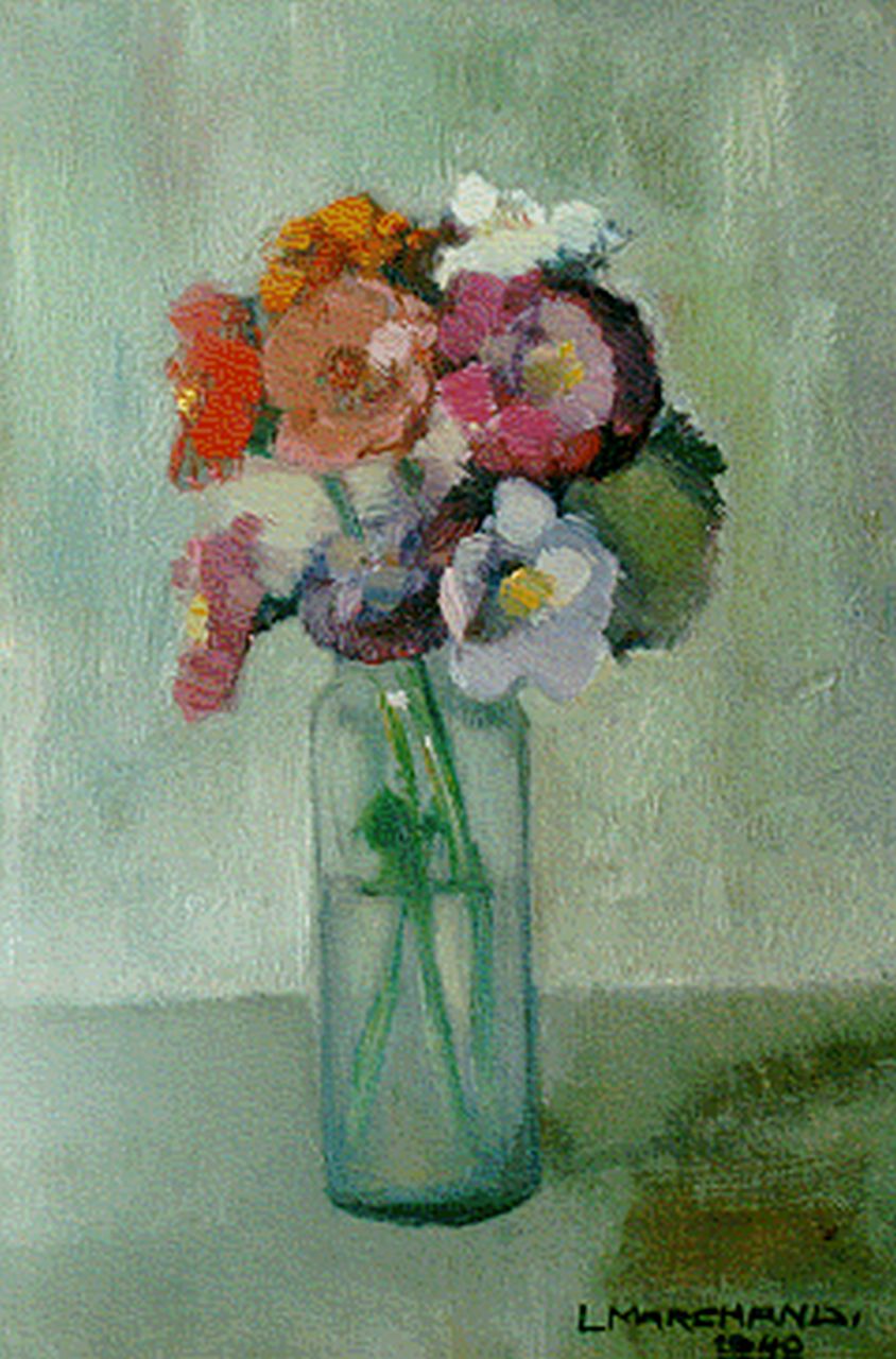 Marchand L.F.J.  | Leopold Francois Joseph 'Leo' Marchand, A flower still life, 23,7 x 16,0 cm, signed l.r. und dated 1940