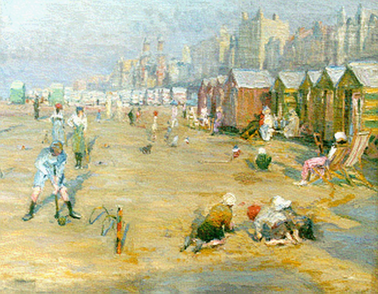 Schulein J.W.  | Julius Wolfgang Schulein, Children playing on the beach, Öl auf Leinwand 58,7 x 73,0 cm, signed l.l. und painted circa 1920