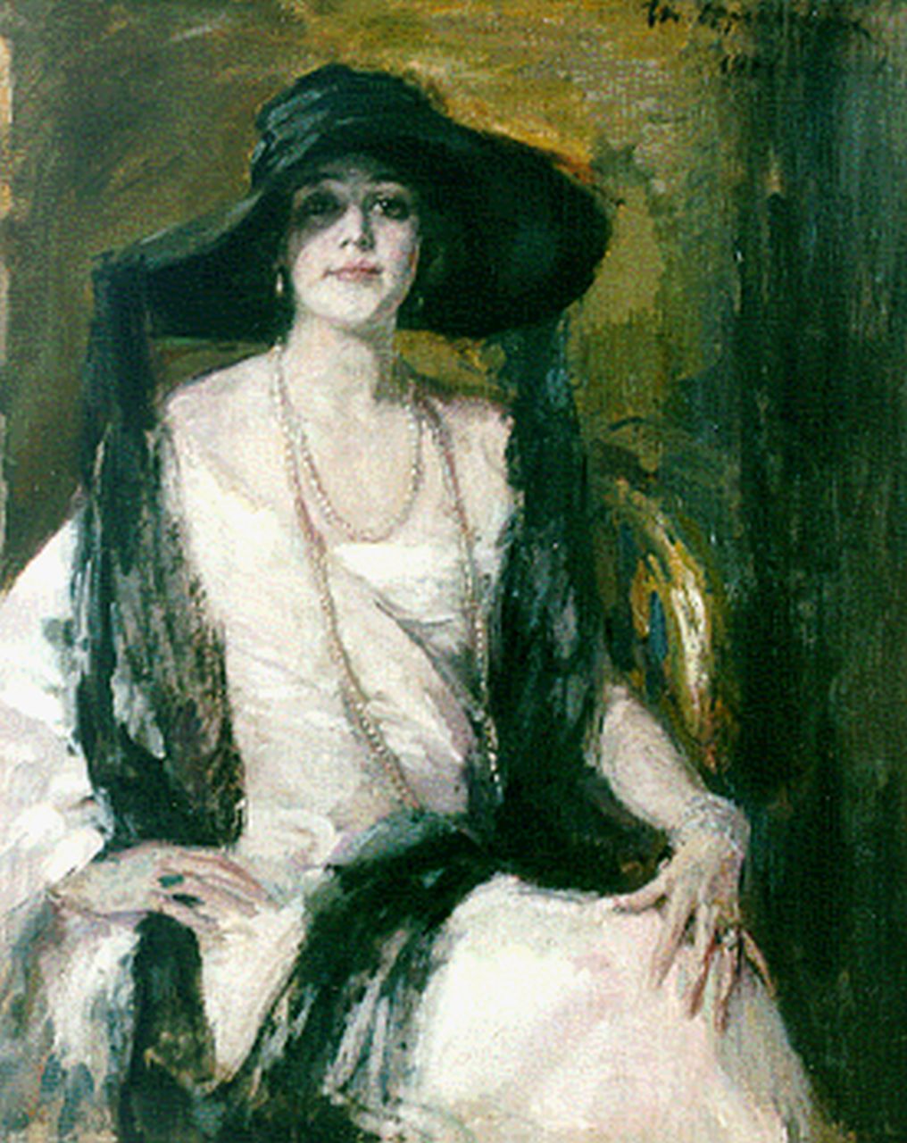 Oppenheimer J.  | Joseph Oppenheimer, An elegant lady with a fashionable hat, Öl auf Leinwand 100,0 x 80,5 cm, signed u.r. und dated 1921