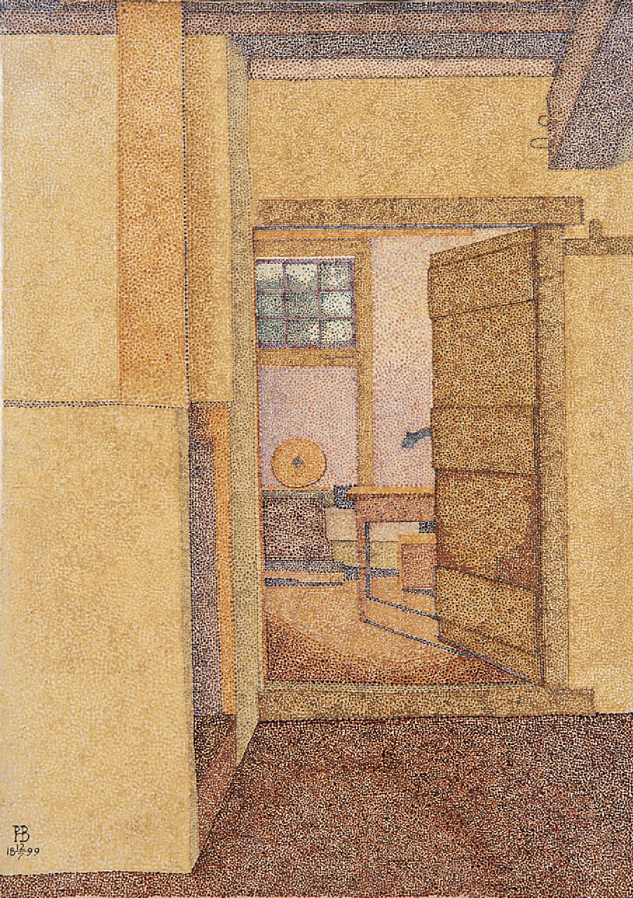 Bremmer H.P.  | Hendricus Petrus Bremmer, Kitchen interior, Öl auf Leinwand 36,4 x 25,9 cm, signed l.l. with monogram und dated 12-7-1899