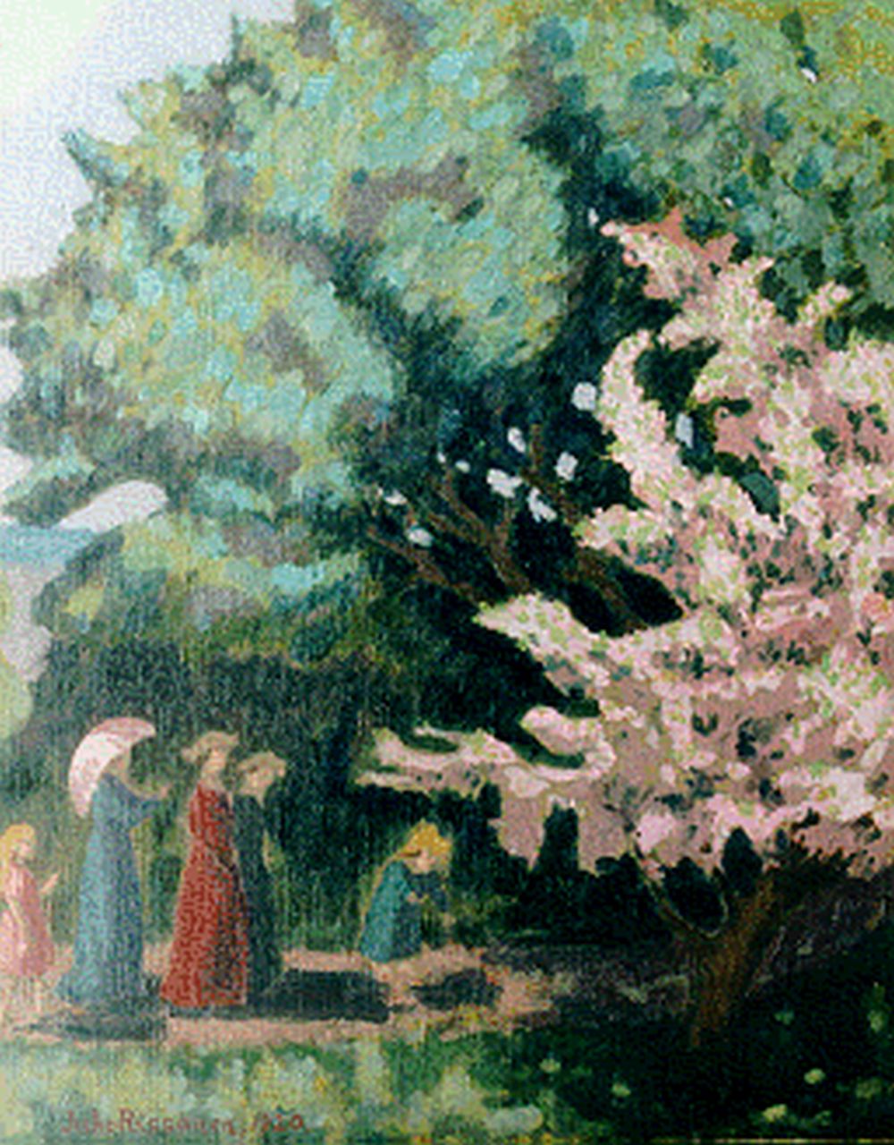 Rissanen J.V.  | Juho Vilho Rissanen, Strollers in a park, 69,7 x 55,8 cm, signed l.l. und painted circa 1920