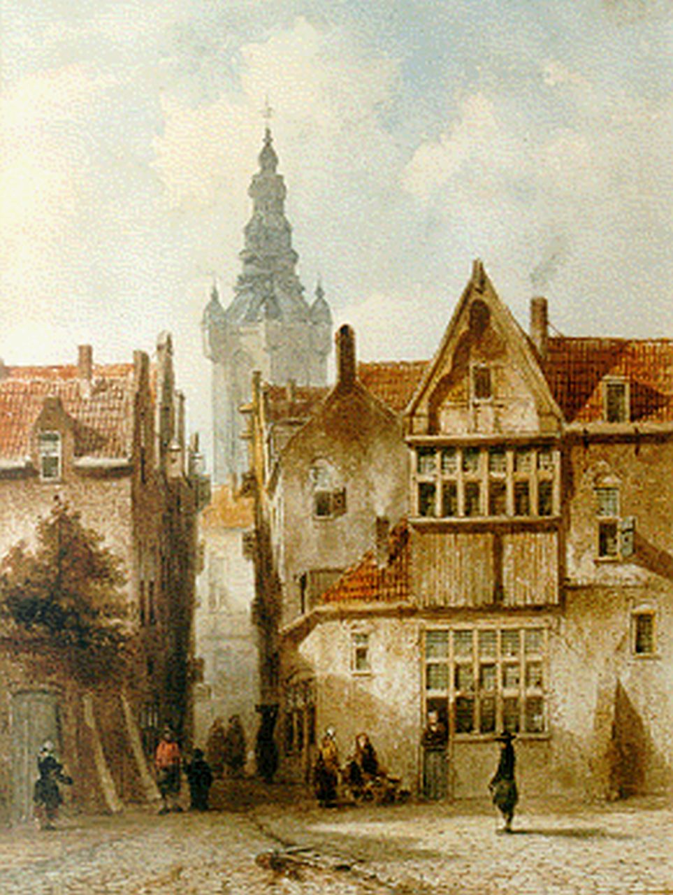Vertin P.G.  | Petrus Gerardus Vertin, A view of a Dutch town, Aquarell auf Papier 35,0 x 26,5 cm, signed l.l. und dated '51