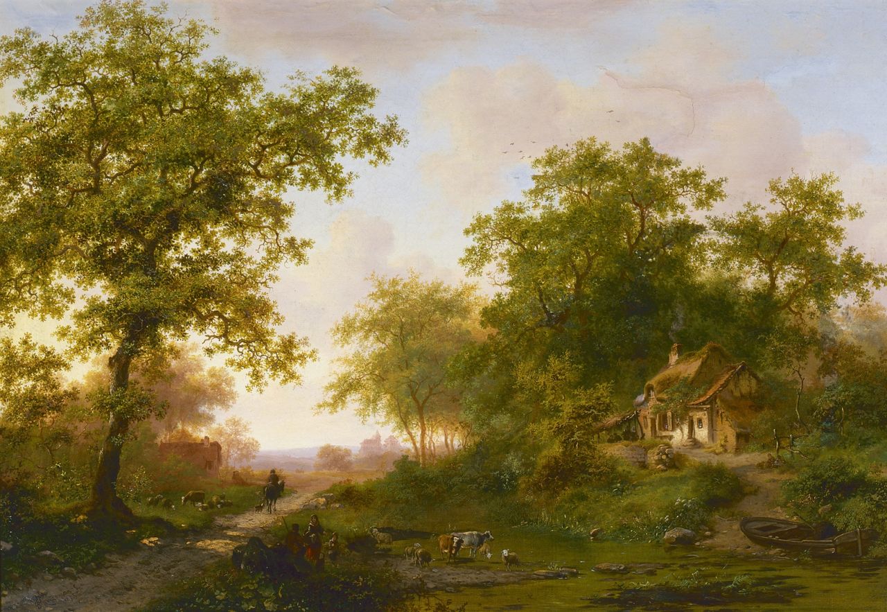 Kruseman F.M.  | Frederik Marinus Kruseman, A wooded landscape in summer, Öl auf Leinwand 45,0 x 64,7 cm, signed l.l. und dated 1873