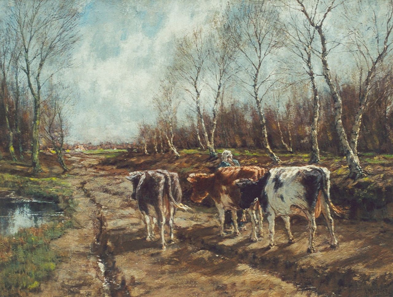 Gorter A.M.  | 'Arnold' Marc Gorter, Cows in an autumn landscape, Öl auf Leinwand 66,8 x 87,0 cm, signed l.r.