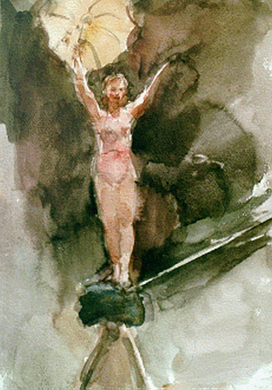 Israels I.L.  | 'Isaac' Lazarus Israels, A tightrope dancer, La Scala Theatre, Milan, Aquarell auf Papier 31,5 x 24,0 cm, signed l.r. und painted circa 1925