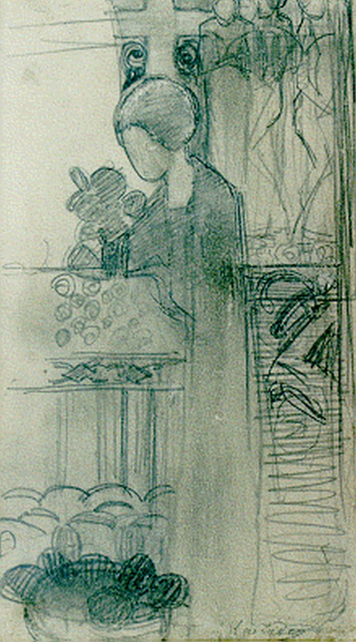 Kruyder H.J.  | 'Herman' Justus Kruyder, Church attendance, Bleistift auf Papier 18,7 x 10,8 cm, signed l.r.