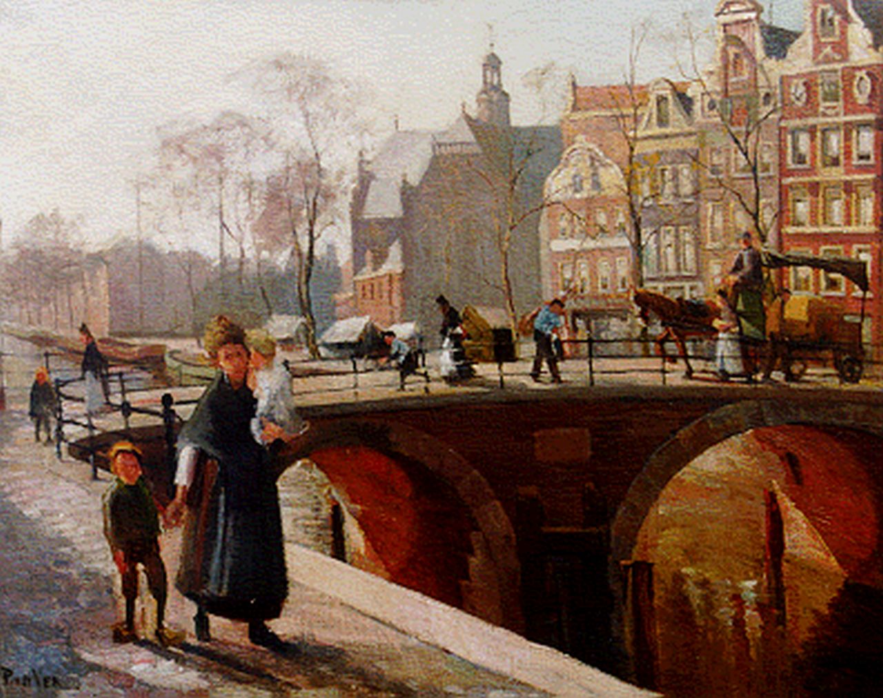Ven P.J. van der | 'Paul' Jan van der Ven, A view of the Prinsengracht, with the Noorderkerk beyond, Amsterdam, Öl auf Leinwand 68,5 x 86,5 cm, signed l.l.