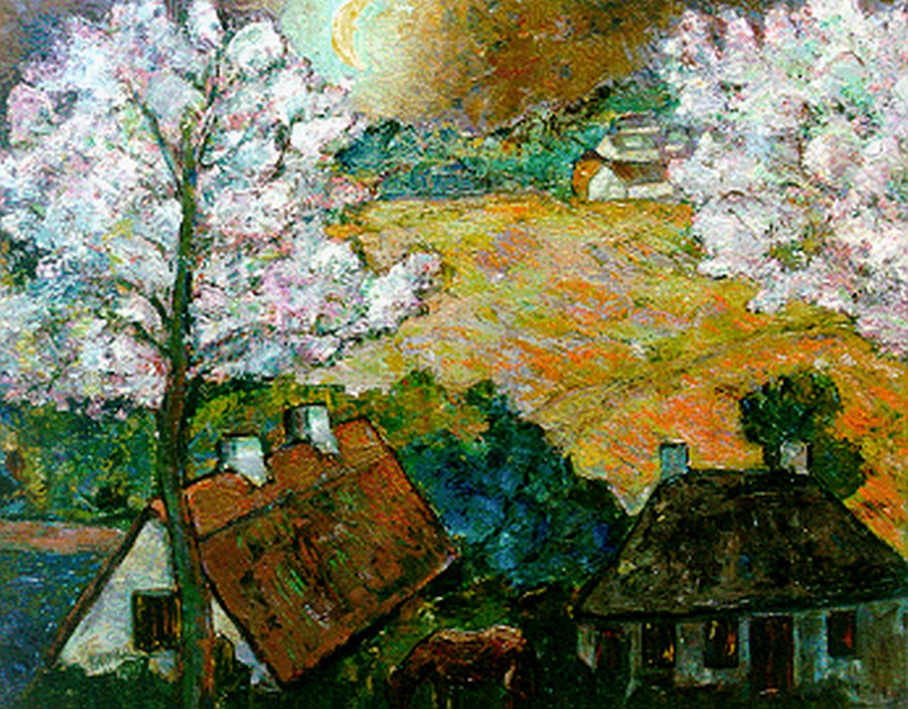 Doeser J.J.  | 'Jacobus' Johannes Doeser, Blossoming trees in a landscape, Öl auf Leinwand 79,3 x 100,2 cm, signed l.r.