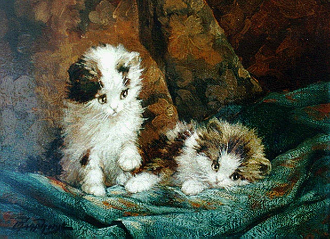 Raaphorst C.  | Cornelis Raaphorst, Two kittens, Öl auf Leinwand 18,3 x 24,9 cm, signed l.l.