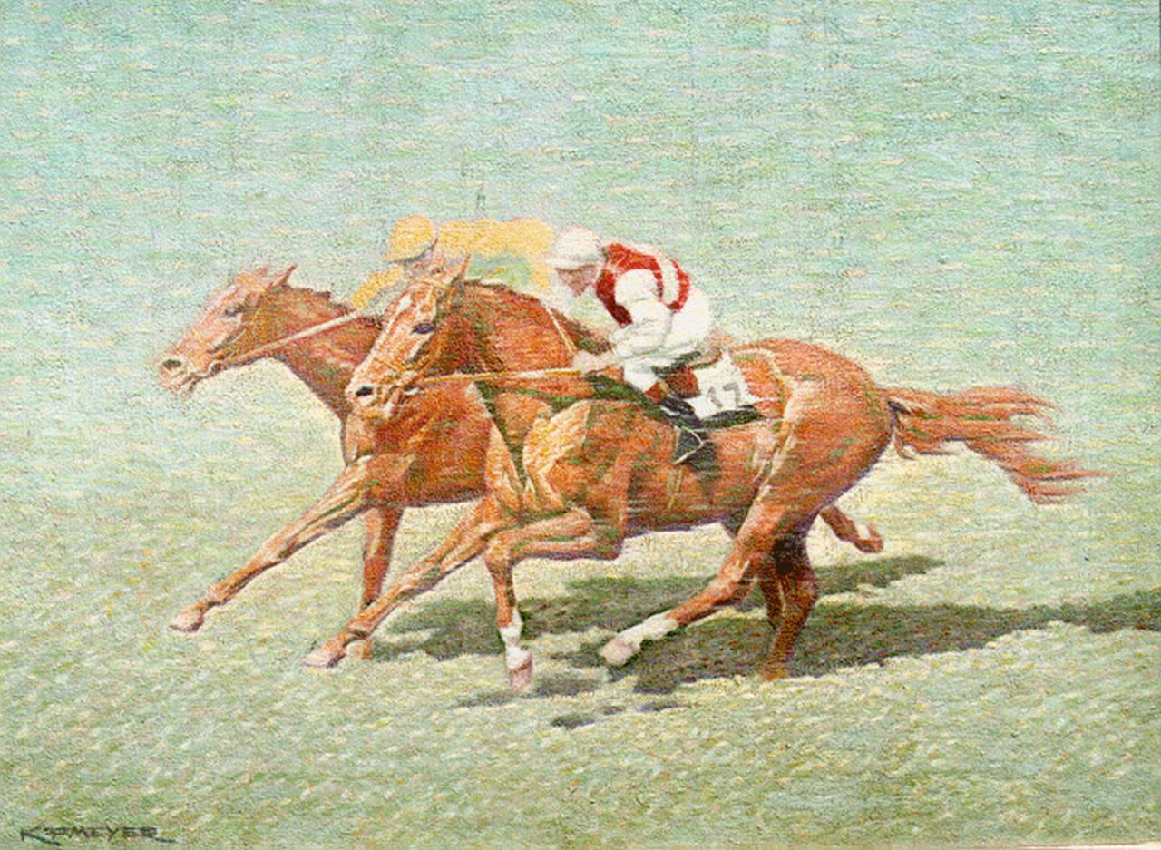 Meijer K.F.  | Koenraad Franciscus Meijer, Horserace, Öl auf Leinwand 30,0 x 40,0 cm, signed l.l.