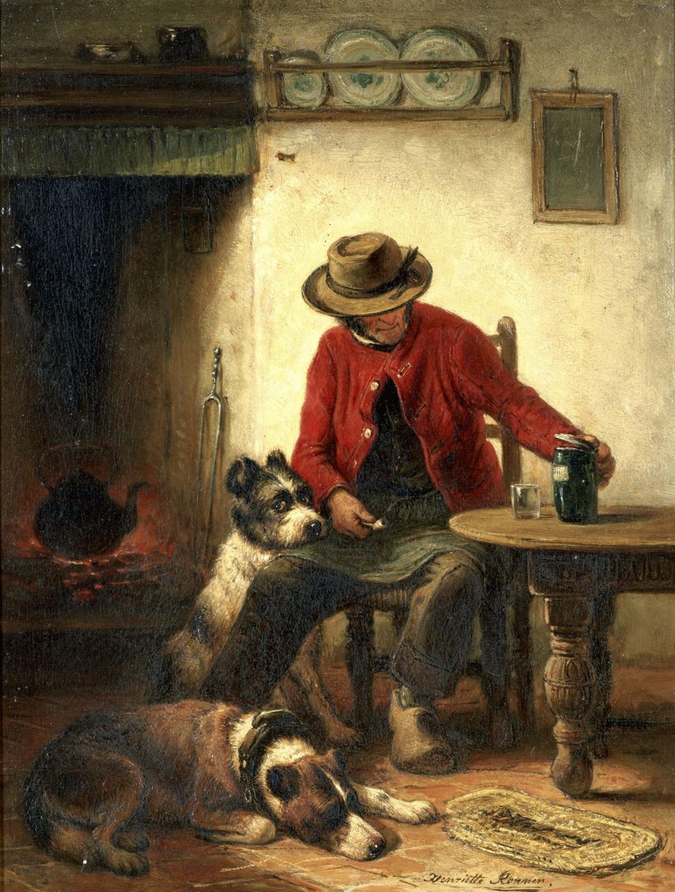 Ronner-Knip H.  | Henriette Ronner-Knip, The watchdogs, Öl auf Holz 35,2 x 27,2 cm, signed l.r.