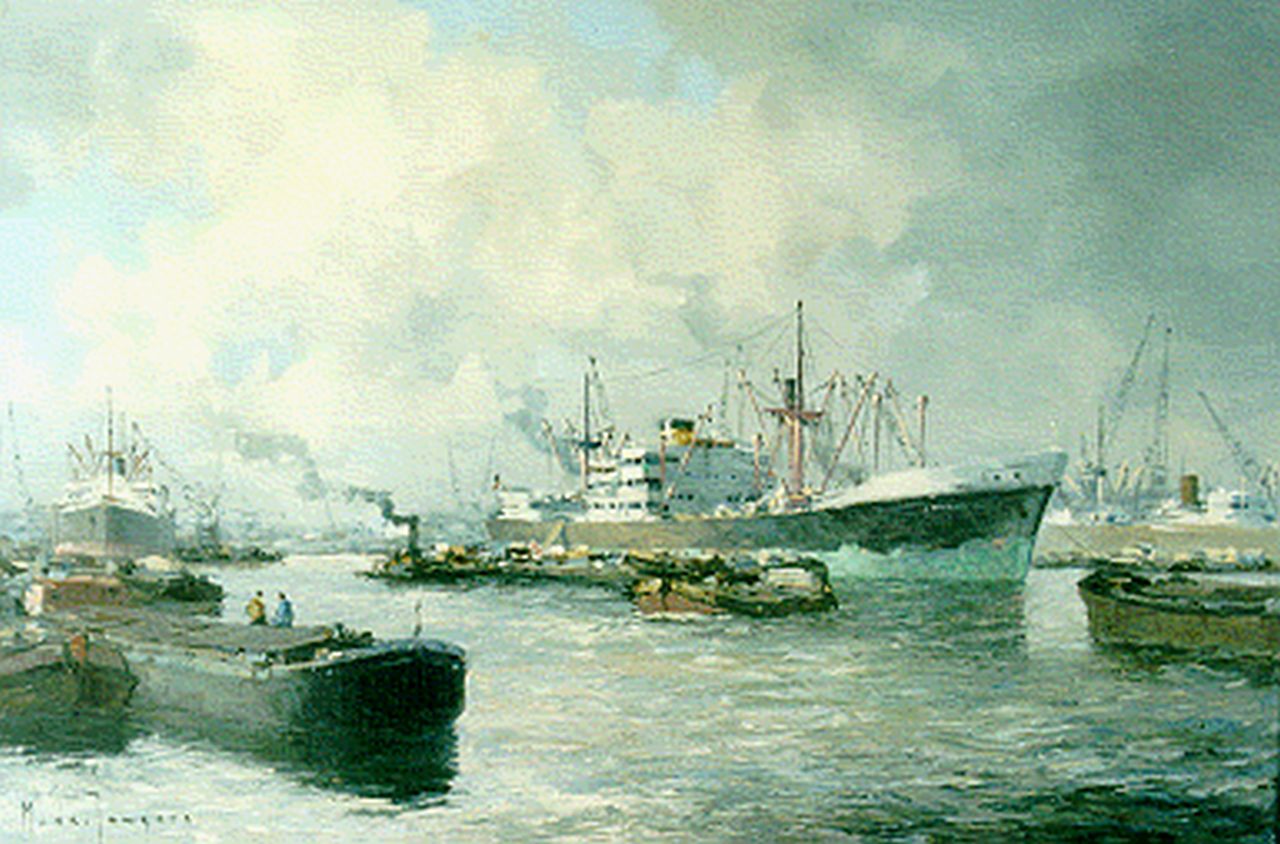 Drulman M.J.  | Marinus Johannes Drulman, A harbour, Öl auf Leinwand 40,3 x 60,0 cm, signed l.l.