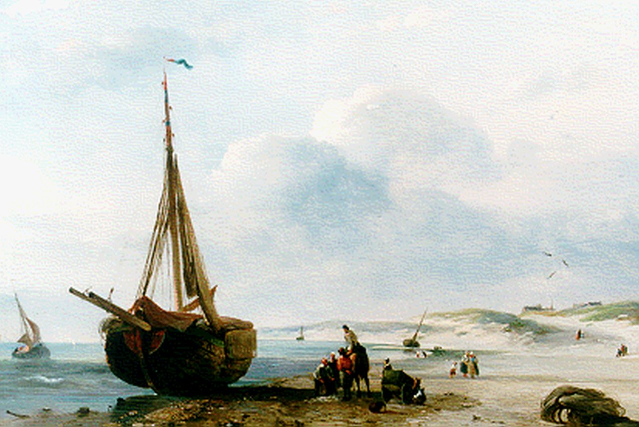 Donny D.  | Desiré Donny, Fisherfolk on the beach, Öl auf Holz 24,4 x 35,7 cm, signed l.r. und dated '58