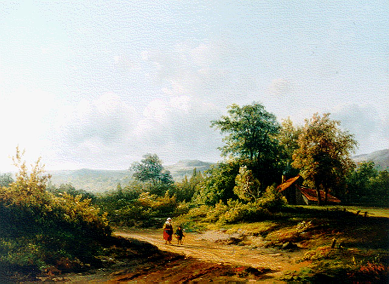 Kruseman van Elten H.D.  | Hendrik Dirk Kruseman van Elten, Figures on a country road, Öl auf Holz 25,2 x 33,3 cm, signed l.r. with monogram