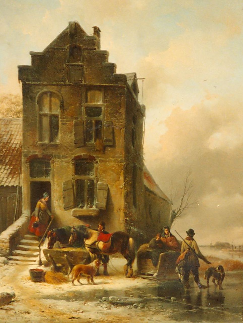 Moerenhout J.J.  | Josephus Jodocus 'Joseph' Moerenhout, A stopping place, Öl auf Holz 74,0 x 56,4 cm, signed l.l. und dated 1842