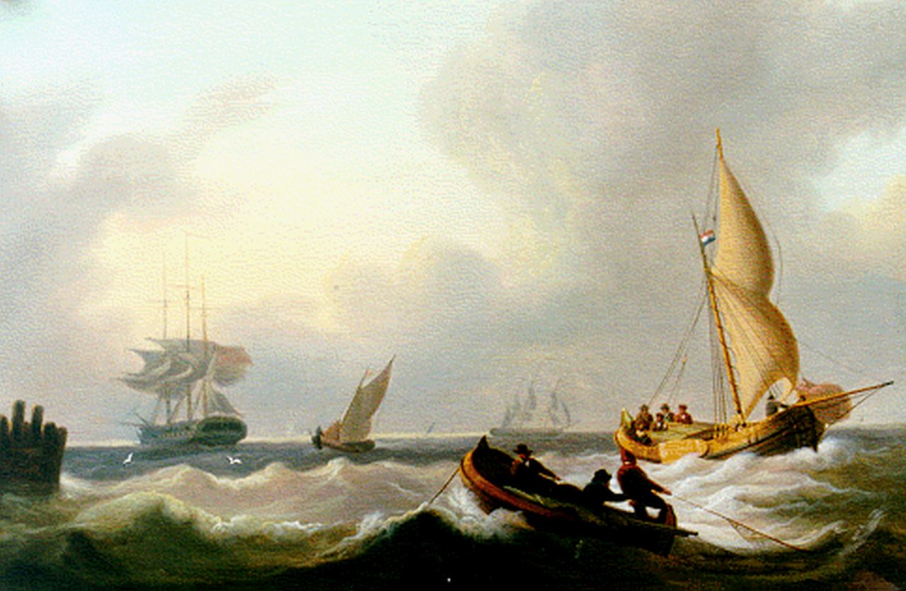 Kleyne D.  | David Kleyne, Sailing vessels at sea, Öl auf Holz 25,0 x 37,0 cm