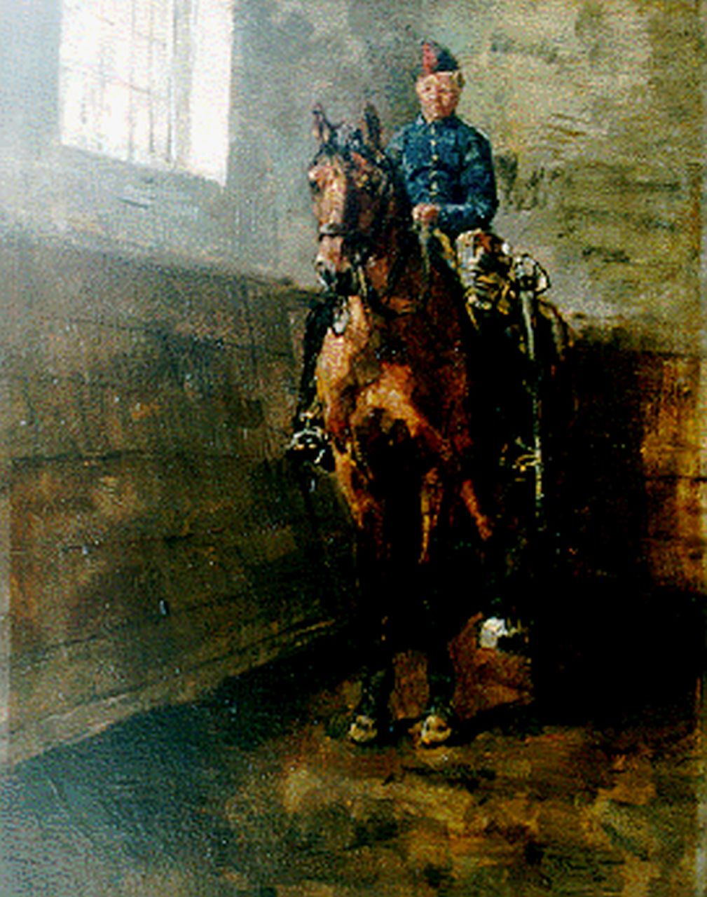Israels I.L.  | 'Isaac' Lazarus Israels, A cavalry man of the  Bouree Academy, Öl auf Holz 24,9 x 20,0 cm, signed l.r. und dated 1880